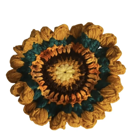 Hand Crafted 2pc Set Crochet Sunflower Coaster Home Decor Floral Retro Mug Rug - Picture 8 of 17